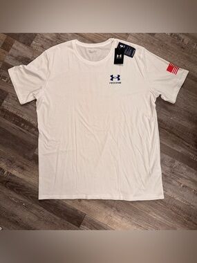 Under Armour Freedom Graphic T-Shirt 🇺🇸 White Loose Fit Men’s 3XL NWT